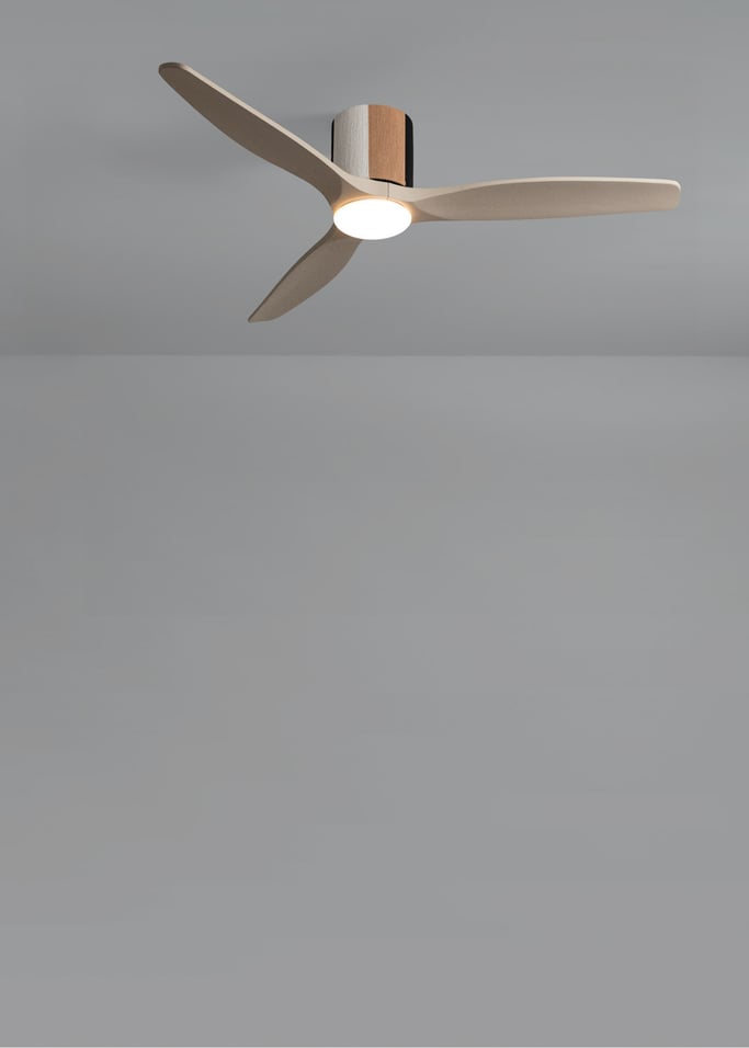 WIND CALM CUSTOM WOVEN - Silent 40W ceiling fan Ø132 cm made of 100% wood with LED light, gallery image 3