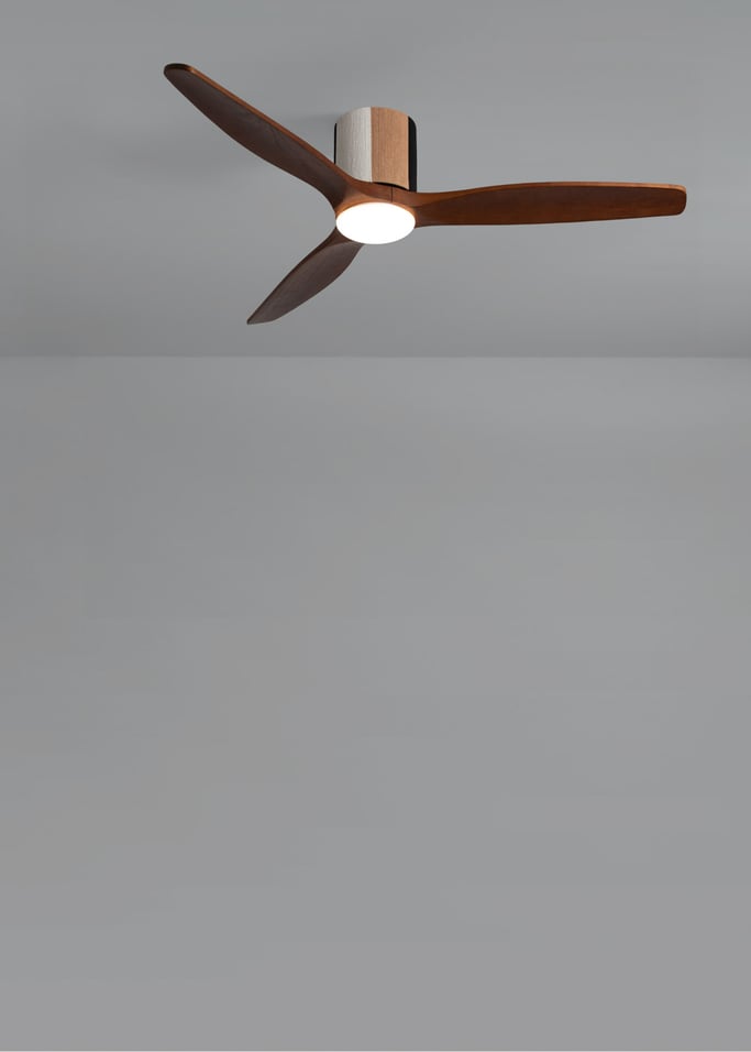 WIND CALM CUSTOM WOVEN - Silent 40W ceiling fan Ø132 cm made of 100% wood with LED light, gallery image 3