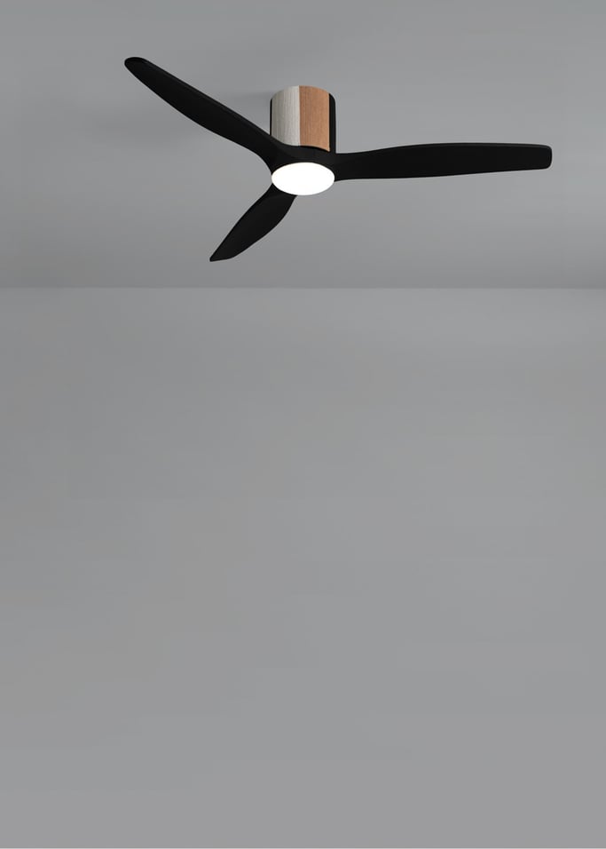 WIND CALM CUSTOM WOVEN - Silent 40W ceiling fan Ø132 cm made of 100% wood with LED light, gallery image 4
