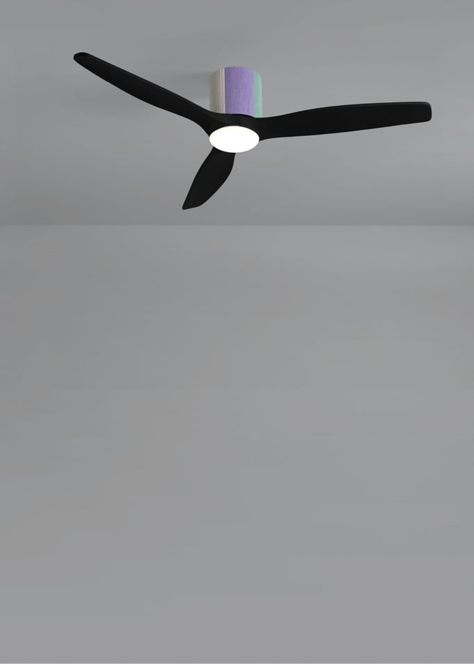 WIND CALM CUSTOM WOVEN - Silent 40W ceiling fan Ø132 cm made of 100% wood with LED light, gallery image 4