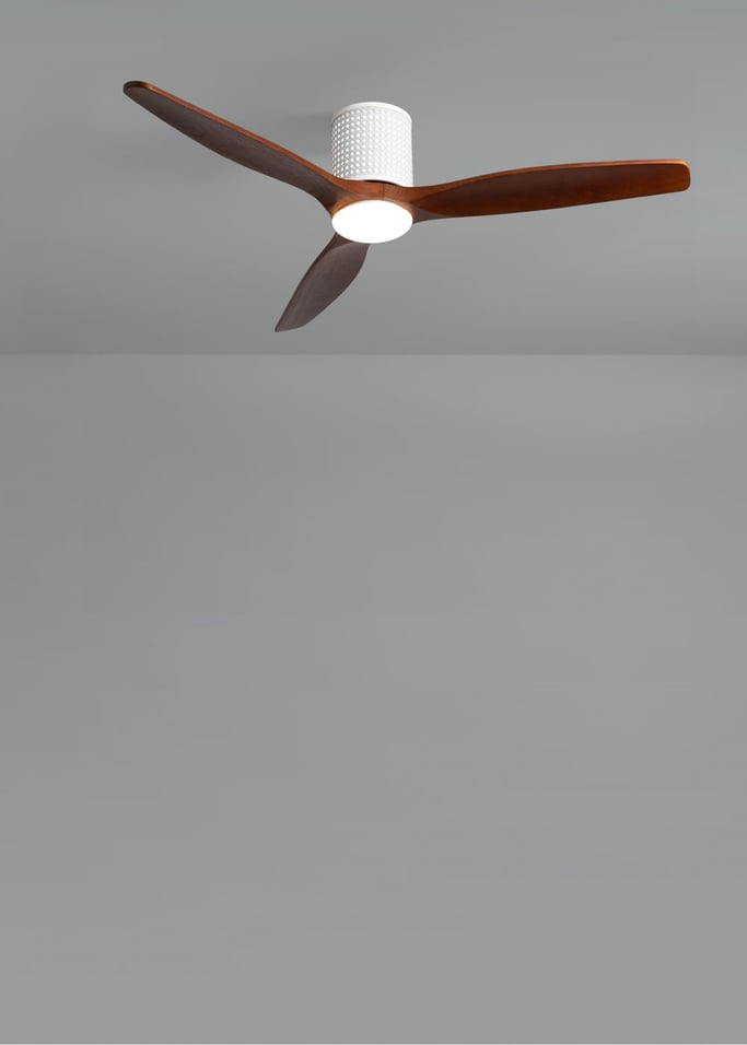 WIND CALM CUSTOM RATTAN - Ceiling fan 40W silent Ø132 cm with LED light in body and lamp, gallery image 5