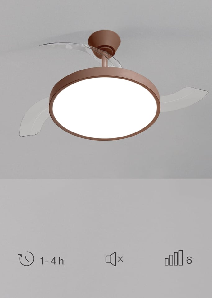 WIND CLEAR STUDIO - 40W ceiling fan, silent, with retractable blades and LED light, various sizes, gallery image 6