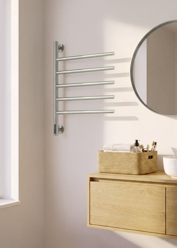 WARM TOWEL MINIMAL - Electric towel rail 80W with 180º swivel bars, gallery image 1