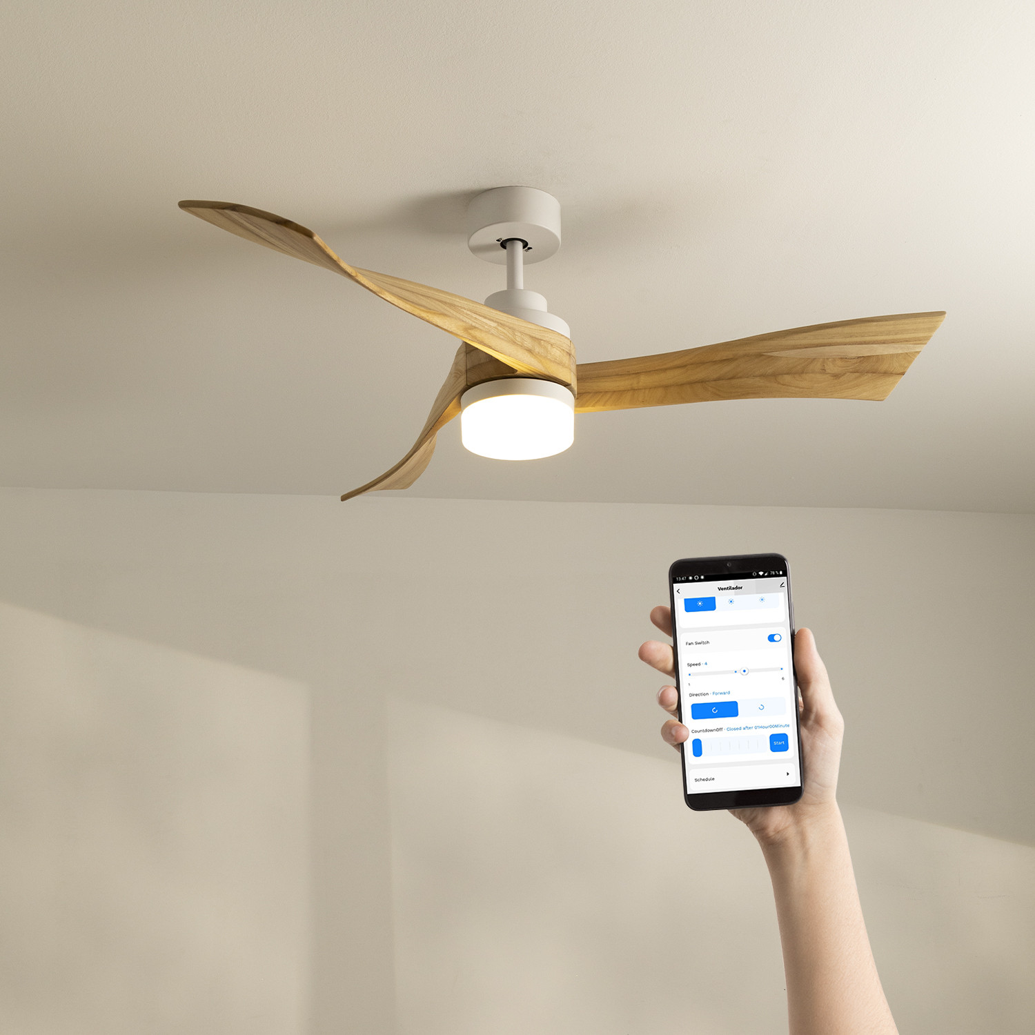 WINDLIGHT CURVE DC - 40W DC Ultrasilent ceiling fan, imagen de galería 1